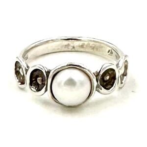Vintage Sterling Silver Pearl Ring Size 8.5 HG Hagit Gorali Israel